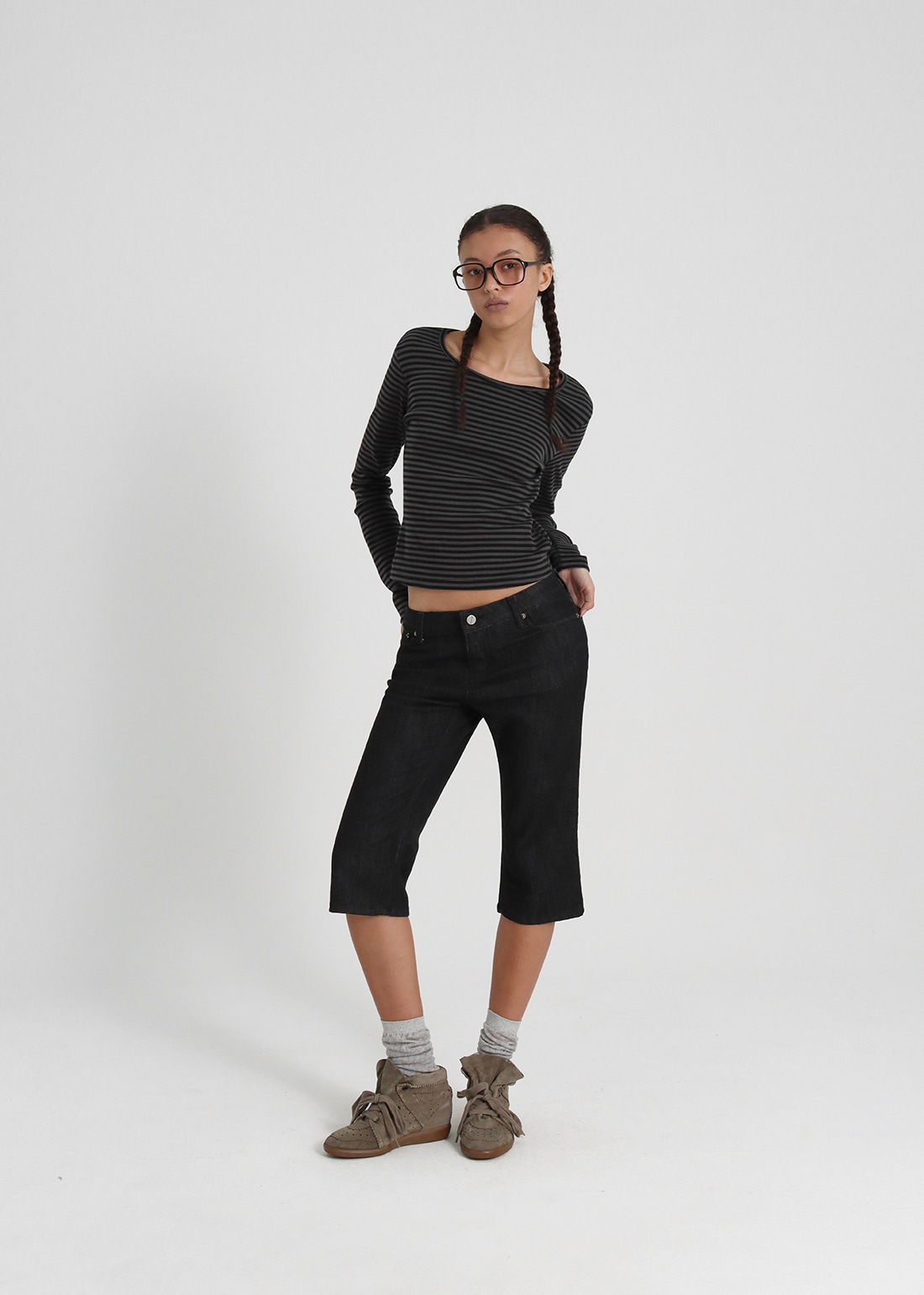 [B-DENIM] NONFADE CAPRI JEANS 050 8,358円