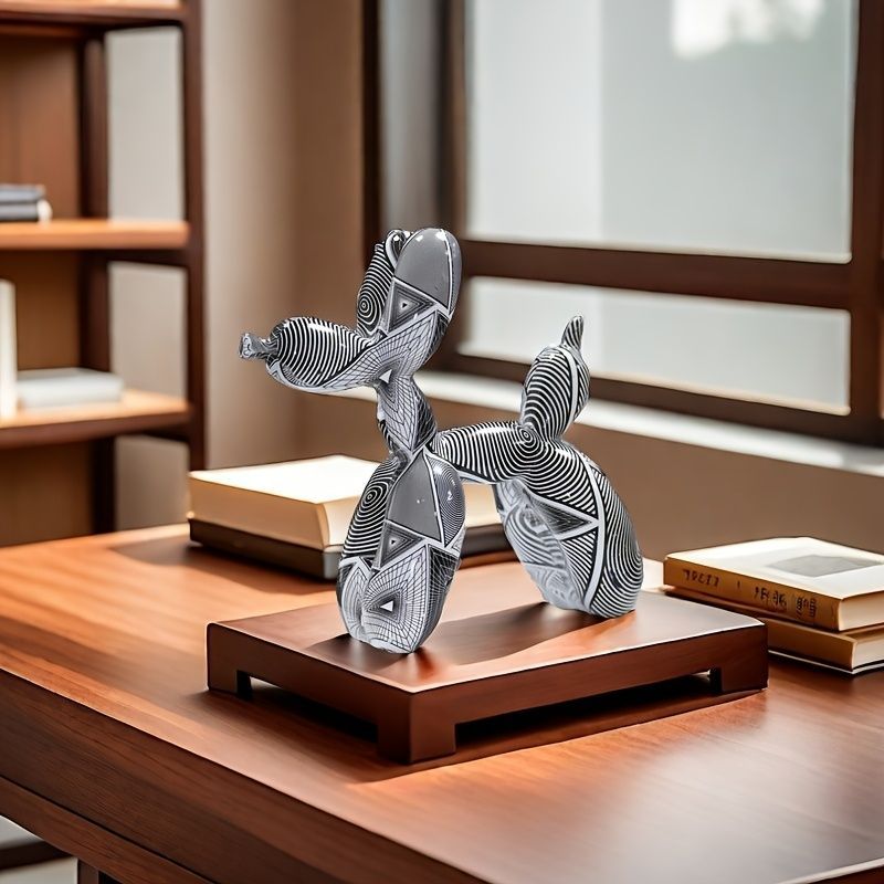 犬 ドッグ 彫刻 オブジェ 置物 バルーン シック シンプル ホワイト ブラック フィギュア デスク ディスプレイ アクセント ホーム 家 オフィス 樹脂製 アルファベットty287