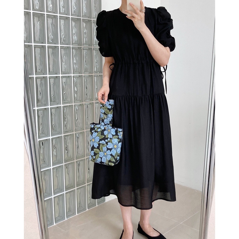 ワンピース ワンピドレス ロング ロング丈 袖あり 半袖 5分袖 ラウンドネック ストレート リボン かわいい 可愛い きれいめ シンプル カジュアル 上品 おしゃれ お洒落 可愛い