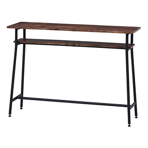 不二貿易 カウンターテーブル バーカウンター 幅120*奥行40*高さ87cm ブラウン 収納棚付き