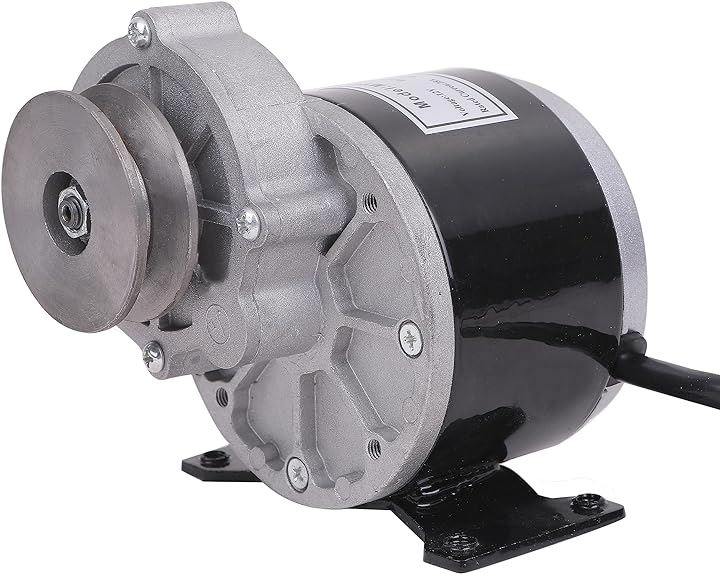 ギヤ 減速 モーター 250W 自転車 改造 電動 バイク 作成 KRB255 12V プーリー ベルトタイプ( 12V プーリー（ベルトタイプ）)