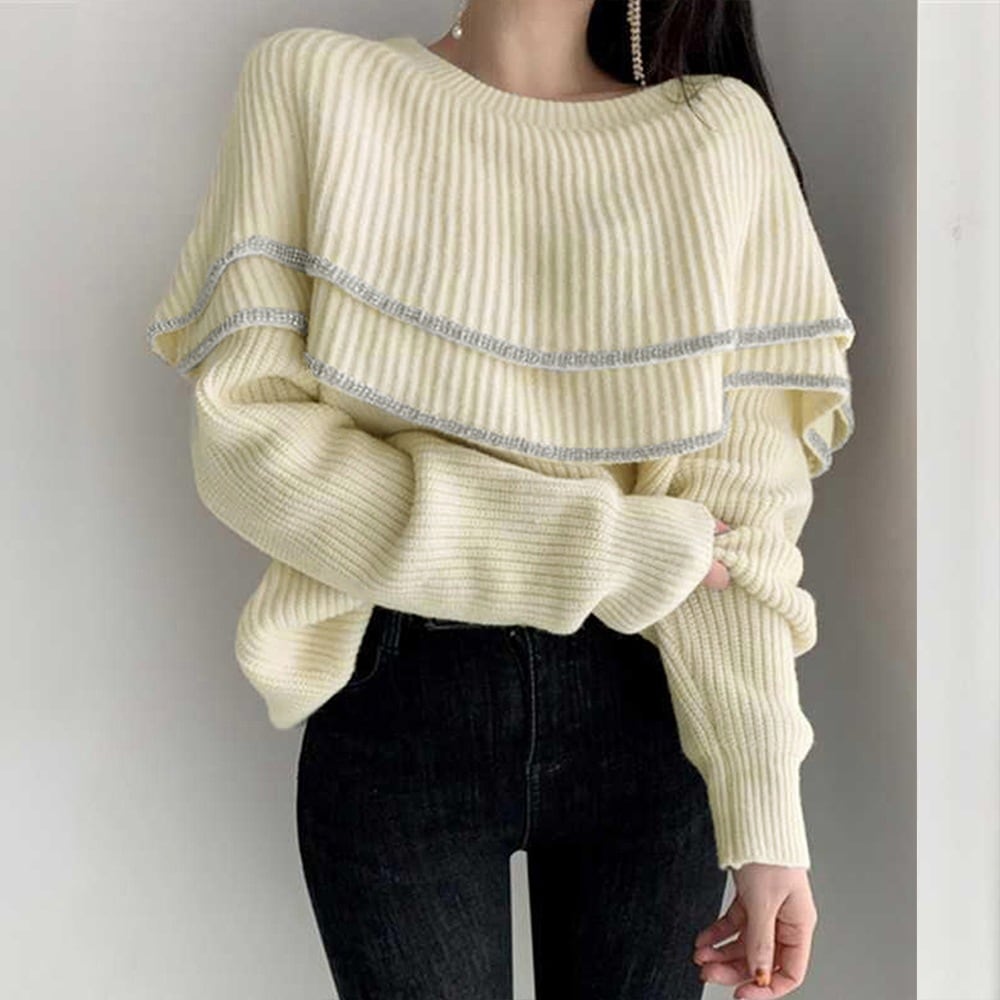 国内即納 フリル ニットトップス レディース 83ZHMENGR-005