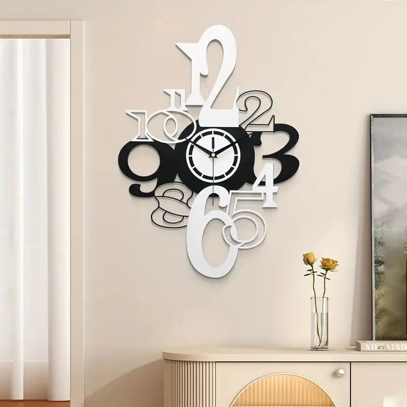 掛け時計 北欧 モダン おしゃれ かわいい インテリア 壁掛け 時計 アナログ アート ウォール クロック サイレント リビング 寝室 白黒