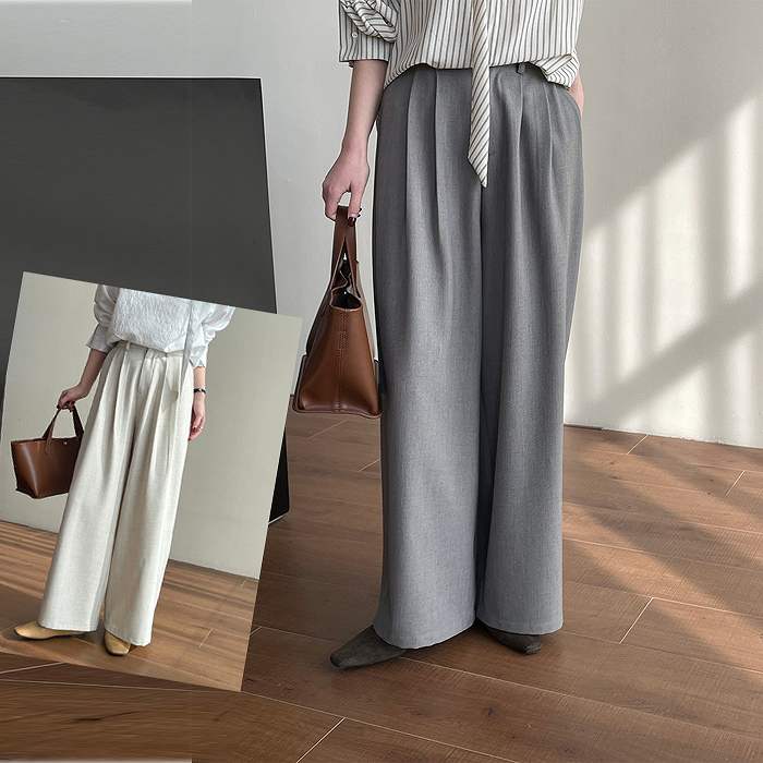 お安く提供ロングパンツ　タックパンツ　グレー　ブラック　ウエストゴム　しわになりにくい　ビジネスパンツ　ゆったり 4,669円