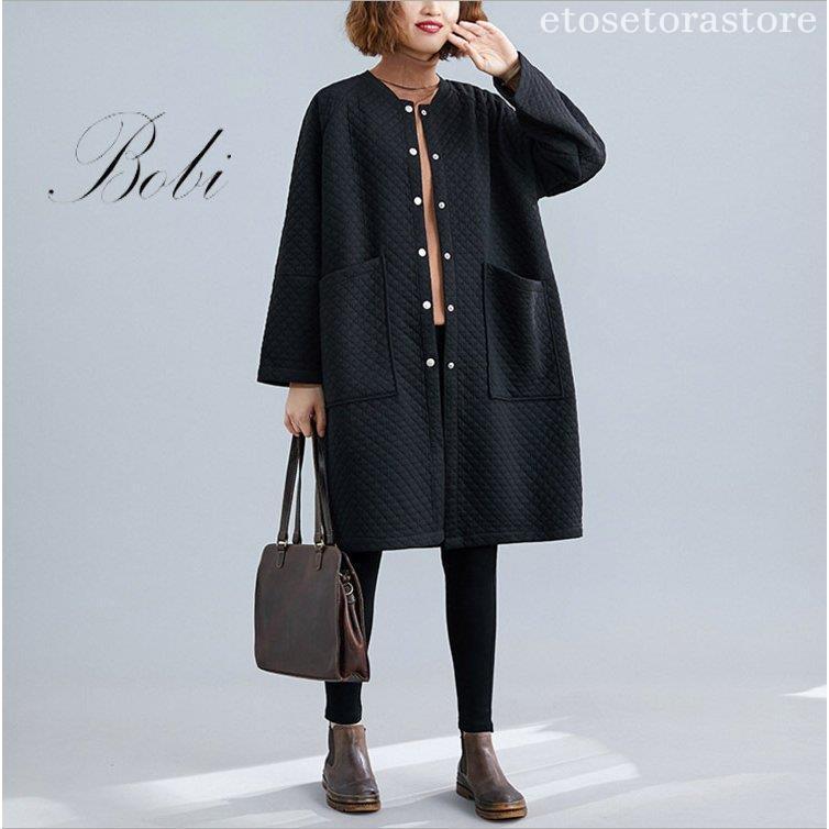 品大人気キルティングコートレディースキルティングコートロングノーカラートレンチコート　ロングコートふんわり大きいサイズ大人ゆったりアウター