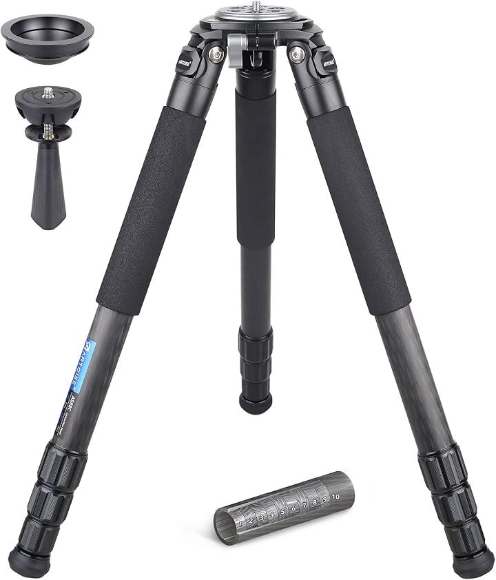カーボンファイバー製ボウル三脚 AS88C カモフラージュ 高耐久 ボウル用三脚 65mmボウルとボウルアダプター付き 36mm脚チューブ 最大荷重30kg( ブラック, AS88C)