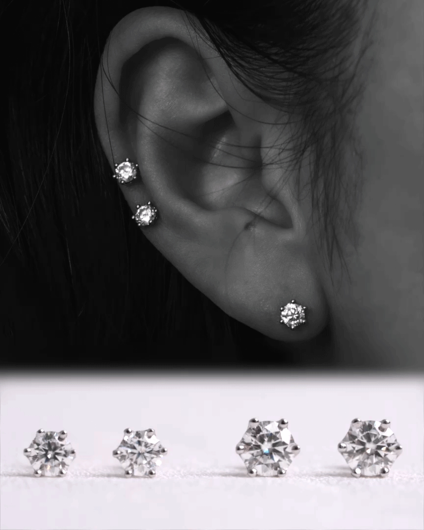 人工ダイヤピモアサナイトアス 0.5カラット 2個セット 925スター リングシルバー