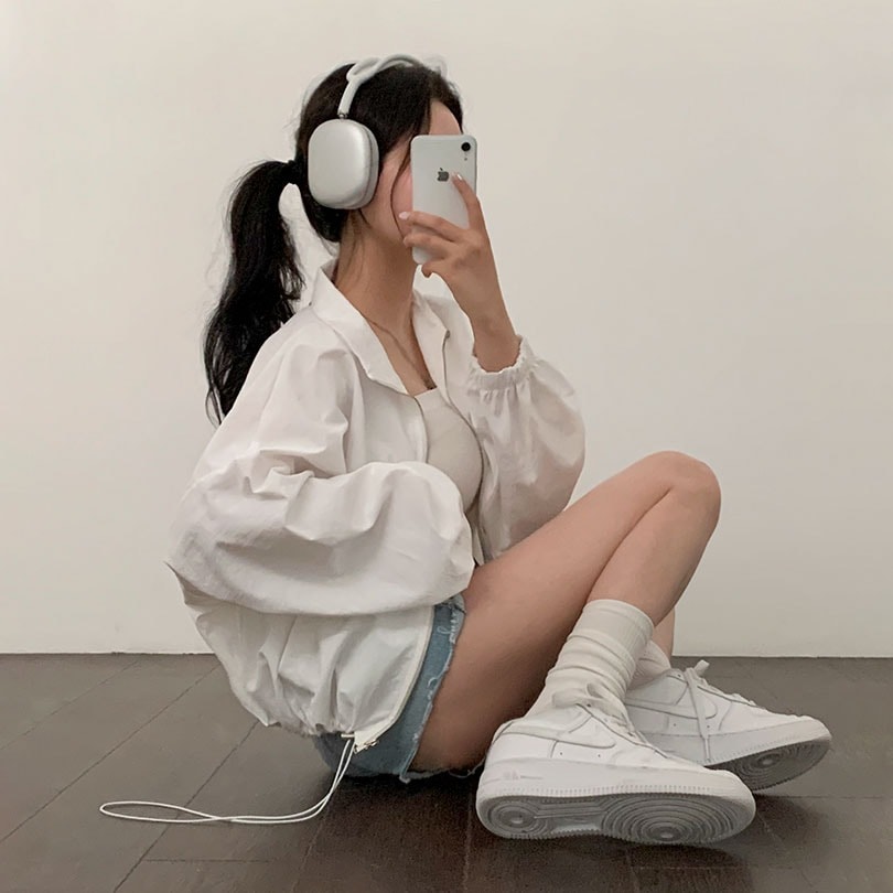 韓国の女性ファッション / ストリングウィンドブレーカー jk1075