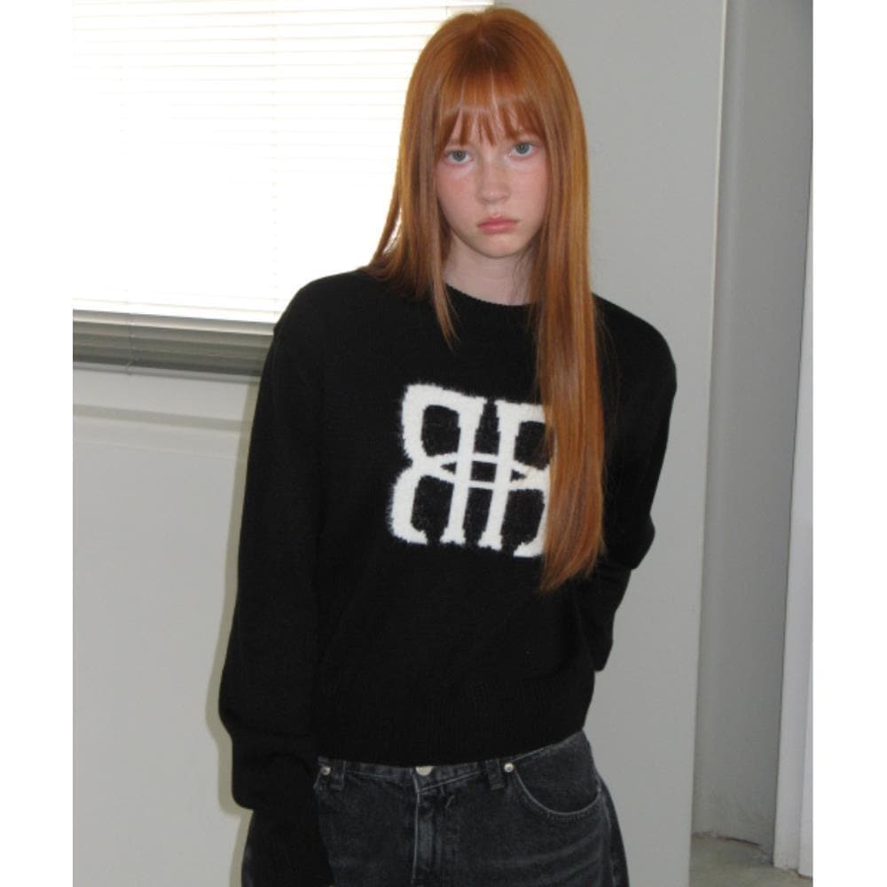 ROCKCAKE Square Logo Crop Knit Black RC24KN00700