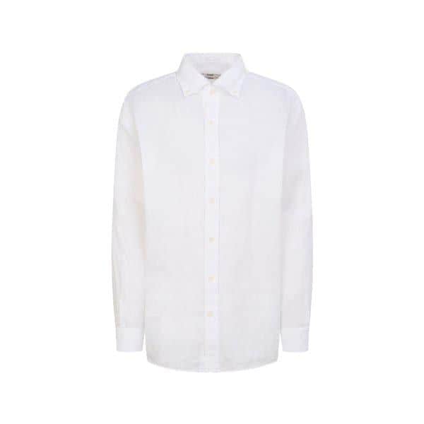 [25SS] [定番商品] ホワイトボタンダウン リネン 長袖 カジュアルシャツ WMSH5A007WT