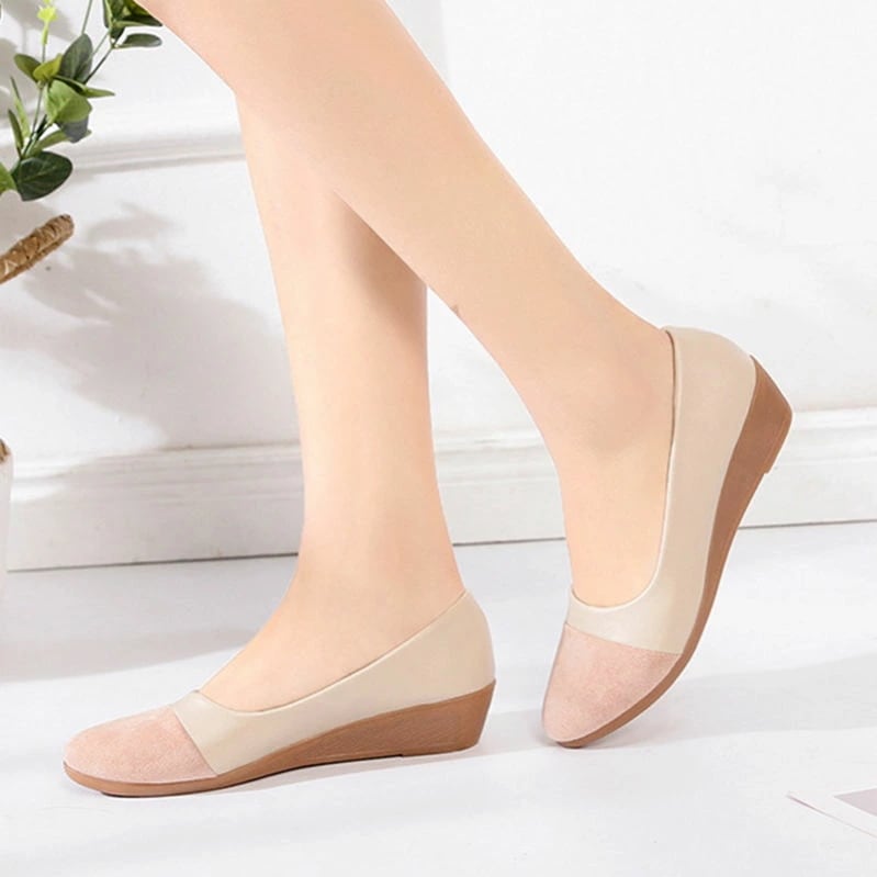 777円OFFクーポン 美脚 パンプス ラウンドトゥ ウエッジソール パンプス チャイナドレス 刺繍 スリッポン パンプス 身長アップ かわいい レディース シューズ 靴 2次会 入学 卒業 入園式