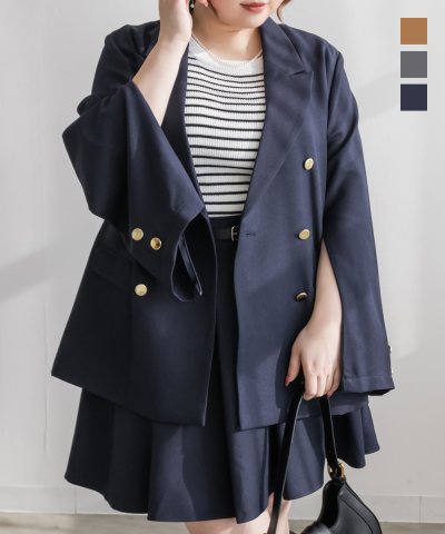 大きいサイズ レディース LL 3L 4L XL XXL XXXL CLETTEオリジナルステルススリットテーラードジャケット