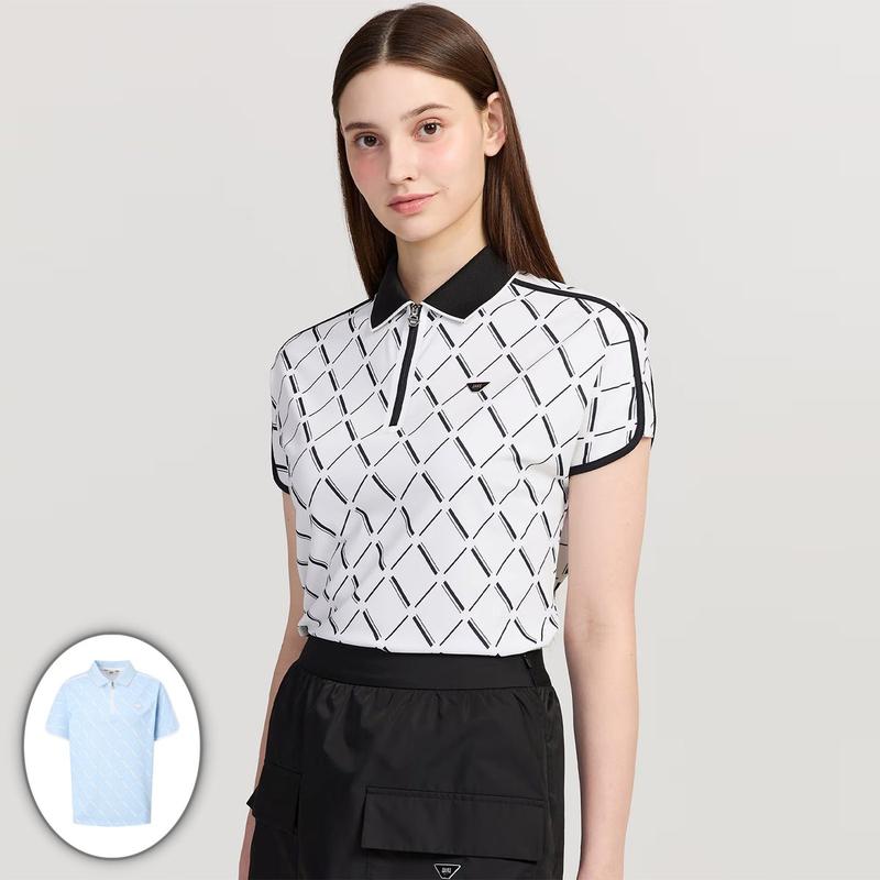 女性アーガイルラグラン半袖Tシャツ（DNTS5C616）_s