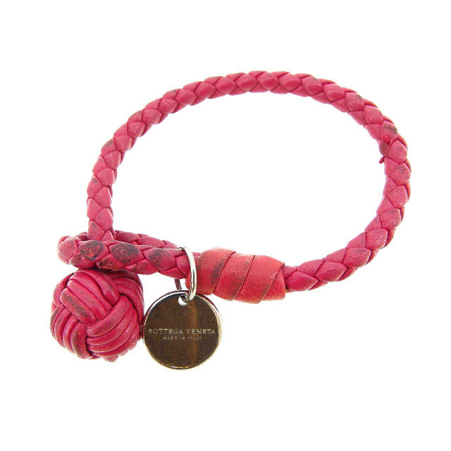 ブレスレット アクセサリー イントレチャート ロゴチャーム付き レッド シルバー 中古