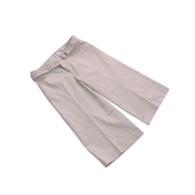 パンツ 6分丈 ウエストベルト 36サイズ センタープレス ベージュ 中古
