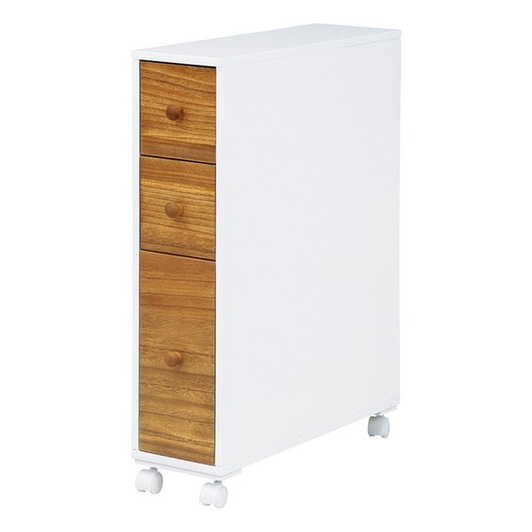 トイレラック ナチュラル/ホワイト 幅16cm キャスター付き MTR-6464NW