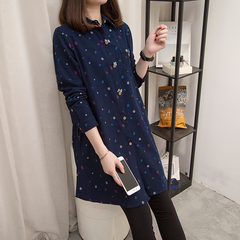 ドット柄ワンピース ブルー グレー ワンピース スリム 細身 ストレート スマート かわいい