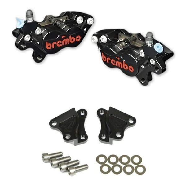 WORKS QUALITY brembo40ミリキャリパーサポート・キャリパーセット 左右/黒/赤ロゴ WQ28-17001BK