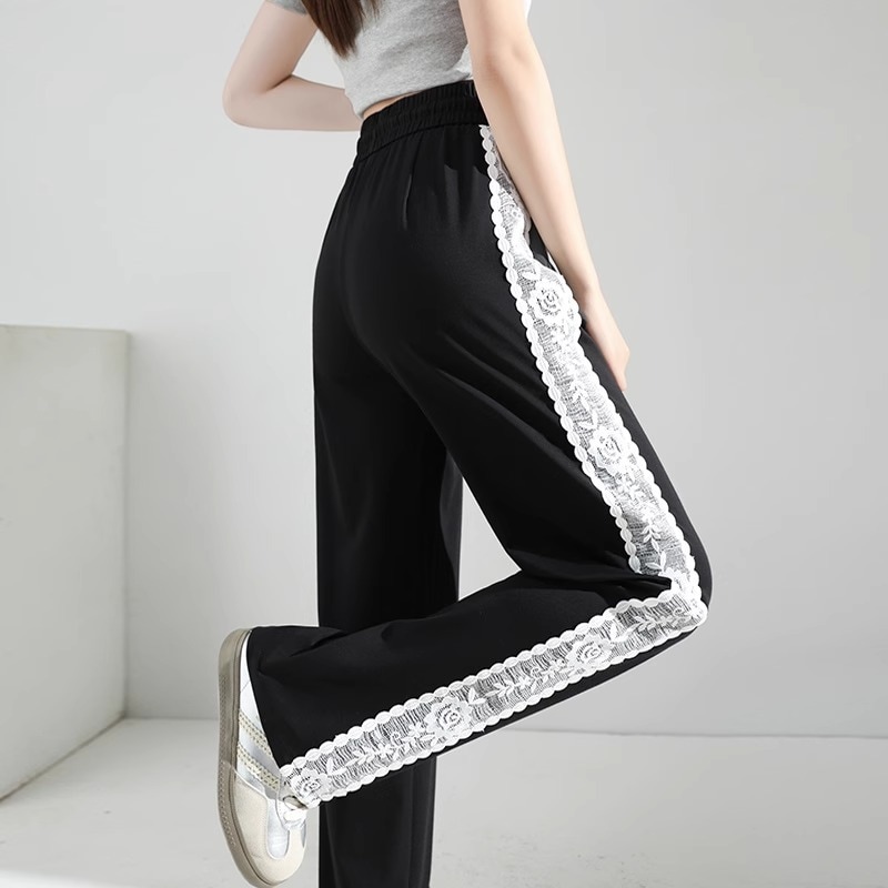 レディース パンツ ロングパンツ ロング 丈長 ワイド ポケット ハイウエスト ウエストゴム 伸縮性 かわいい 大人可愛い シンプル おしゃれ ラフ スポーティー ラブリー キュート 都会的 花柄