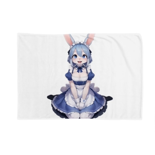 【文字入れ可能受注生産】ウサギの女の子　メイド　ケモナー　おかりなさい ブランケット