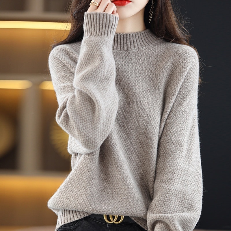 【SNSで話題沸騰】 着回し無限大ゆるっと無地ハーフネック長袖セーター