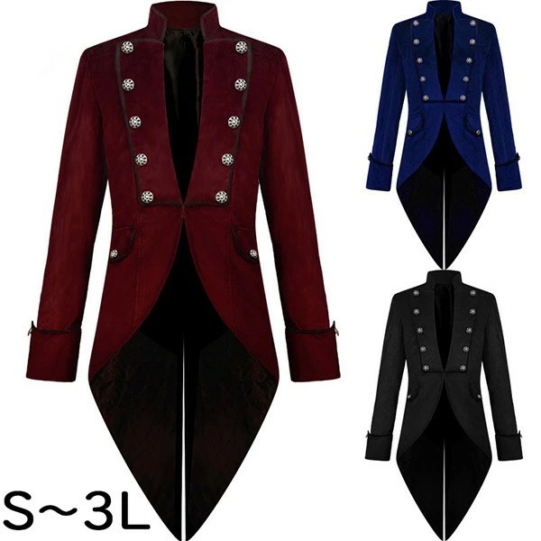 メンズ ジャケット アウター 燕尾服 ベルベット スタンドカラー 王子様 ステージ衣装 舞台 演出 貴族 コスプレ 衣装 オペラ用衣装 男性 大人 忘年会 イベント 発表会 演奏会 司会者 かっこいい