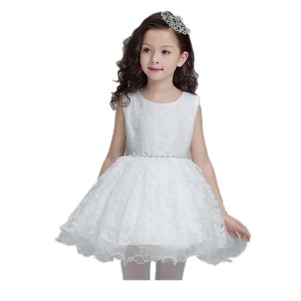ホワイト 80-130CM レースドレス　キッズドレス　子供ドレス ワンピース　フォーマル　女の子　ジュニア　ピアノ発表会　パーティー　結婚式　七五三