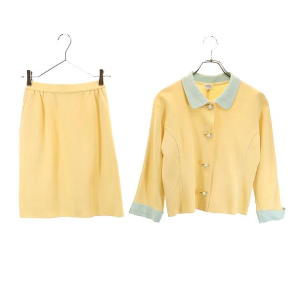 日本製 スカートスーツ 上下セットアップ 40 イエロー系 レディース