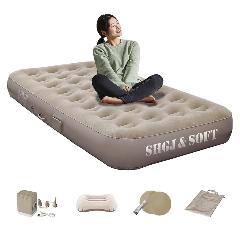 【国内即発】SHGJ&SOFT エアーベッド 電動エアーマット キャンプマット 電動 ポンプ内蔵 4000mAh 自動膨張 エアベッド エアーマットレス PVC キャンプ用品 簡易寝具 枕付き 軽量 5,978円