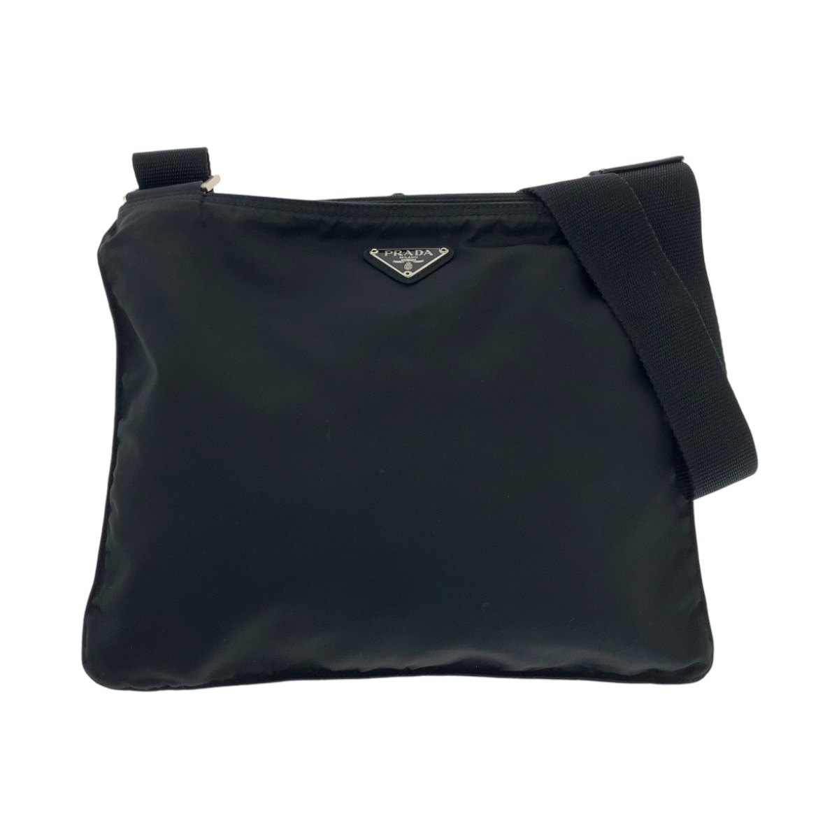 美品 テスート 三角ロゴプレート ブラック 黒 シルバー金具 ナイロン ショルダーバッグ サコッシュ レディース 501733