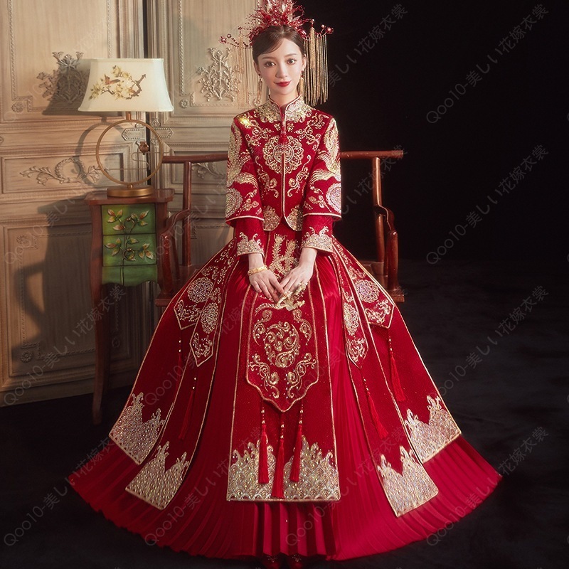 秀禾服花嫁2023年新型夏の中国式結婚式ウエディングドレスショー和服女性痩せ見え敬酒結婚服-22