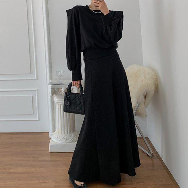 Hスタイル(LH)イプマキシロングツーピースセット 女性 長袖 トレーニングウェアセット スウェットセット スカートセットアップ