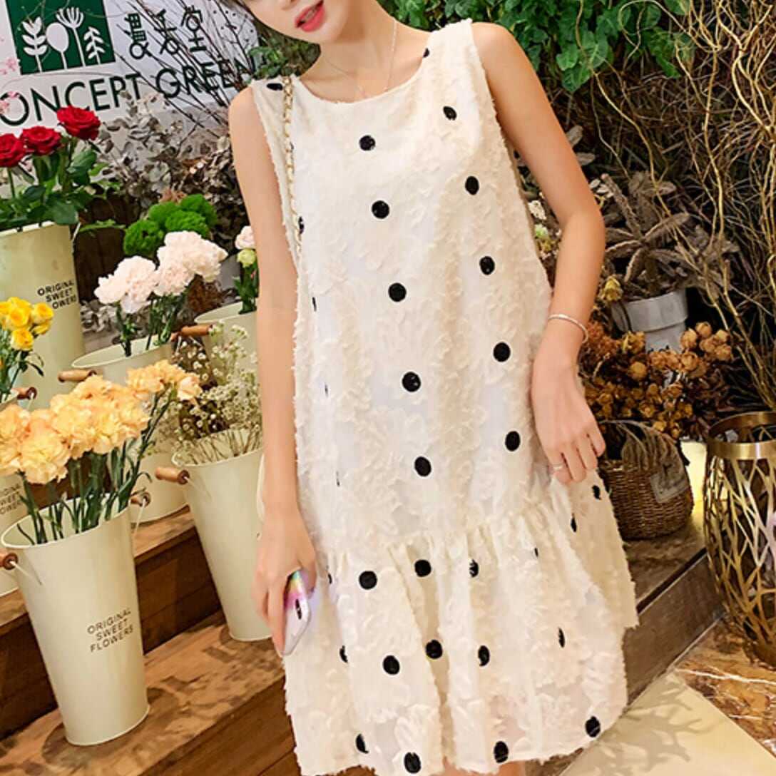 ワンピース 上着 人気 おすすめ おしゃれ お洒落 激安 安い プチプラ オフショルダー 肩出し Aライン ミニスカート ラウンドネック 丸首 柄 フリル プリント ドット 可愛い lone