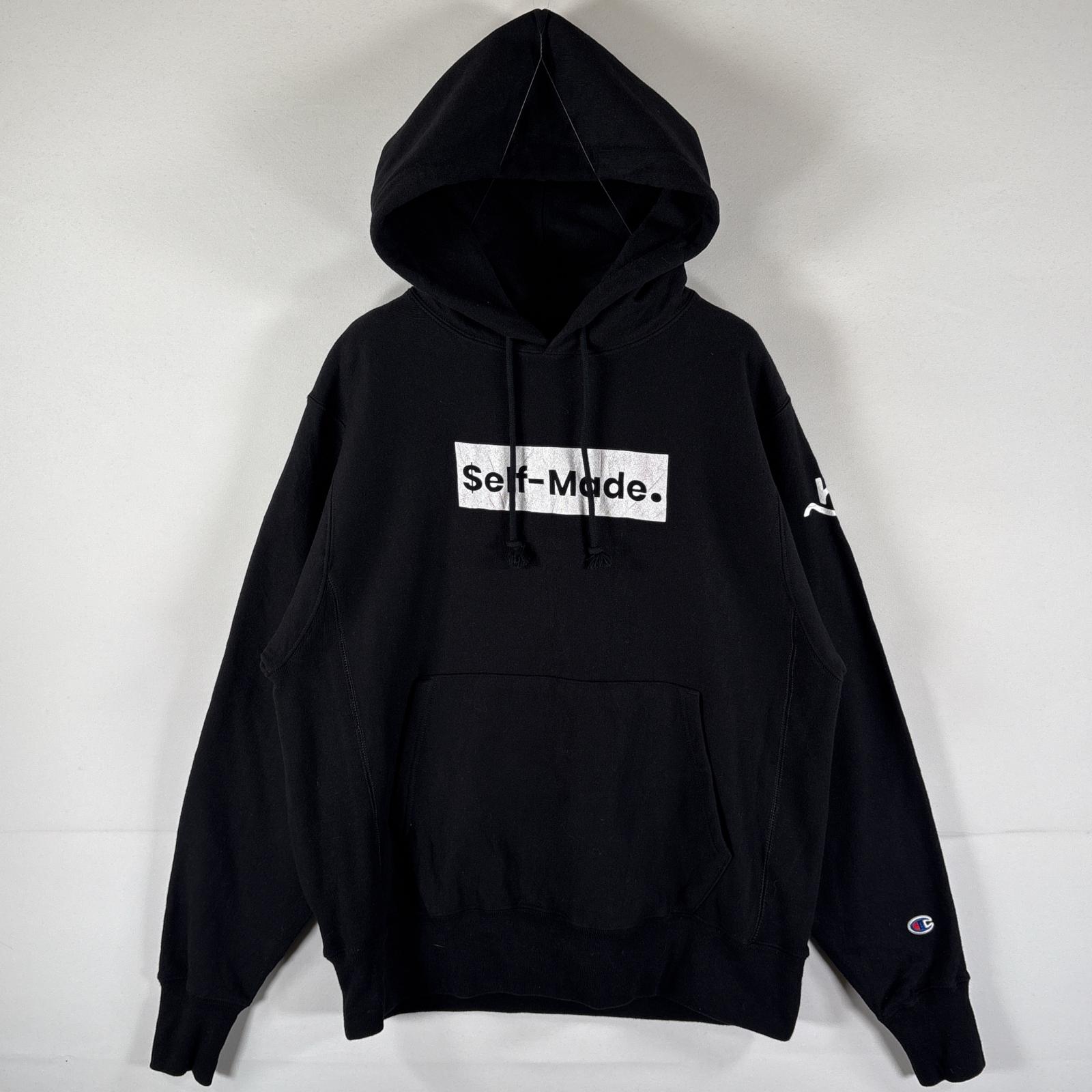 古着 パーカー リバースウィーブ スウェット プリント フーディ プルオーバー MEDIUM ブラック メンズ