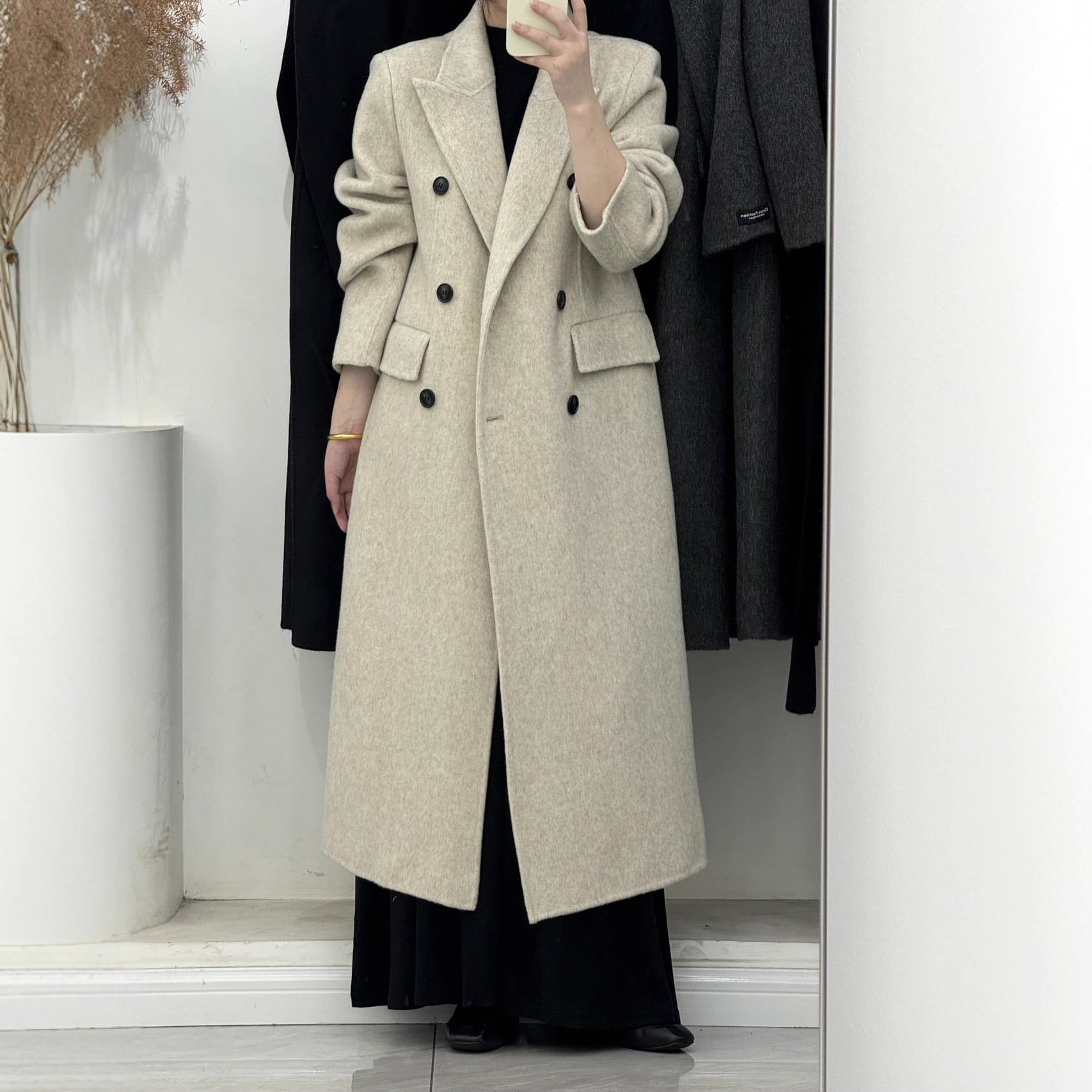 25スタイルスモールウエスト砂時計コート韓国スーツ襟両面ウールカシミヤコートレディースウールジャケット