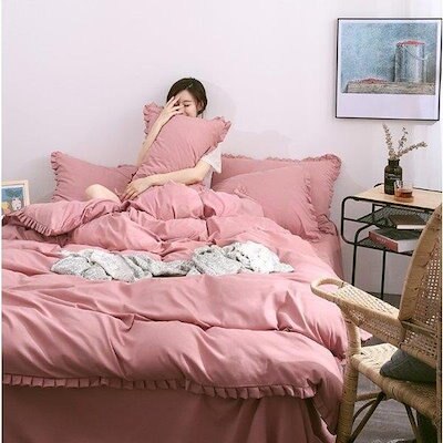 寝具セット 布団カバーセット ４点セット 布団カバー 枕カバー シートセット 韓国風　 ベッド用 防臭 防ダニ 抗菌 洗える 速乾 おしゃれ