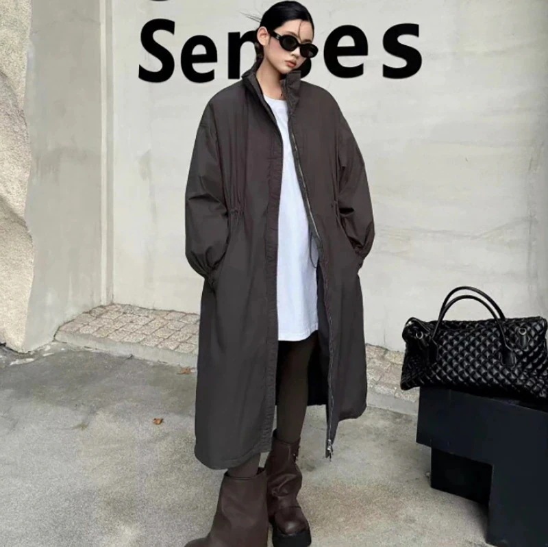 グースダウン ロング丈 トレンチコート型 ダウンジャケット レディース 超厚手 収腰 大サイズ 冬 新作