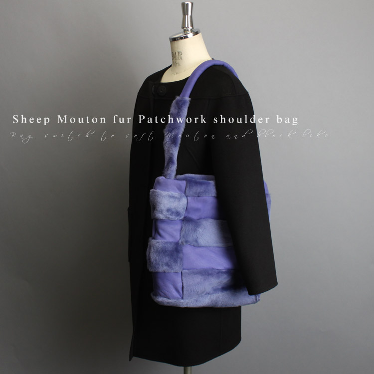 イタリアブランド シープ Wフェイス ファー ハンドバッグ バイオレット 送料無料 レディース ギフト プレゼント