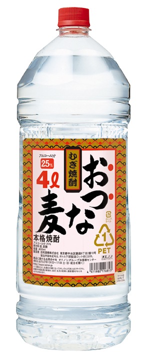 焼酎 麦焼酎 おつな麦 25度 4Lペット 1ケース4本入り 合同酒精