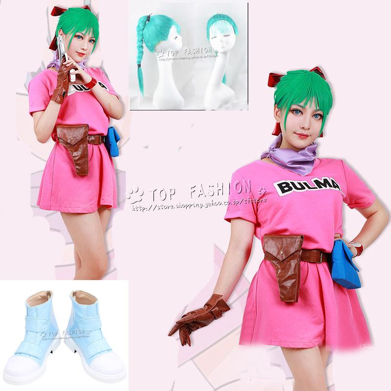 【品質良い 大好評中】ドラゴンボール 風 ブルマ コスプレ衣装ウィッグ靴 cosplay仮装 コ スチューム 演出服 アニメ ゲーム ハロウィン変装
