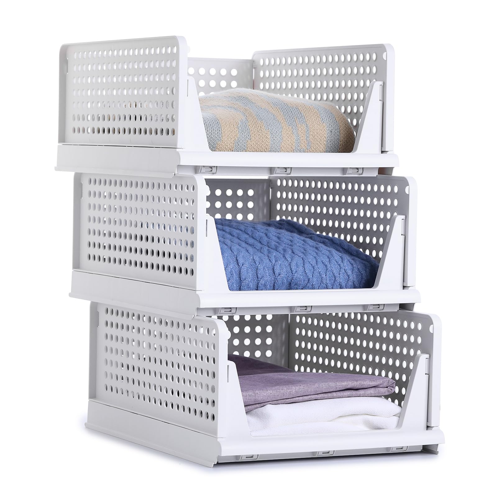 Yoobao 衣装ケース 引き出し クローゼット収納ケース　押し入れ収納ボックス　折り畳み　大容量3段　洋服/tシャツ/布団/衣類収納box　積み重ね可能　通気　収納台 キッチン用 プラスチックケース 4,897円