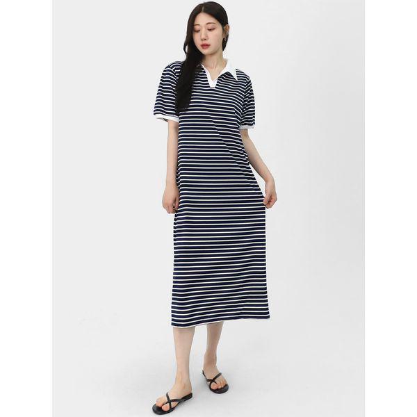 女性ストライプワンピース デイリー冷感クーリングロング夏ワンピースLBRT015_P401522895