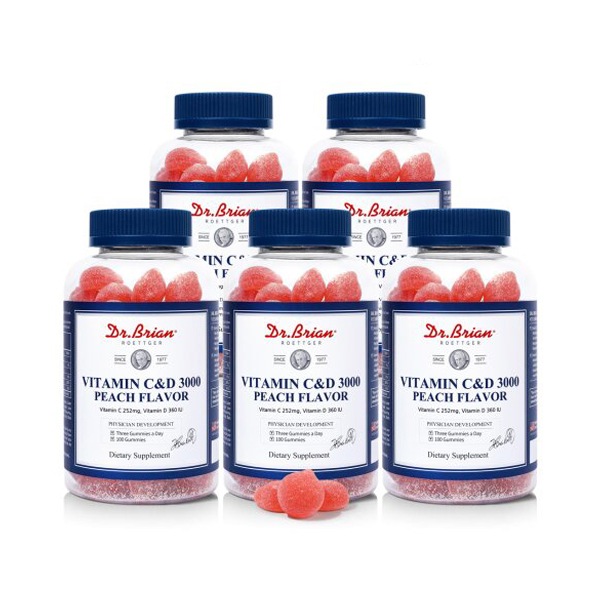 甘い桃の味 グミゼリー ビタミンC & D 3000 100個入り 5セット