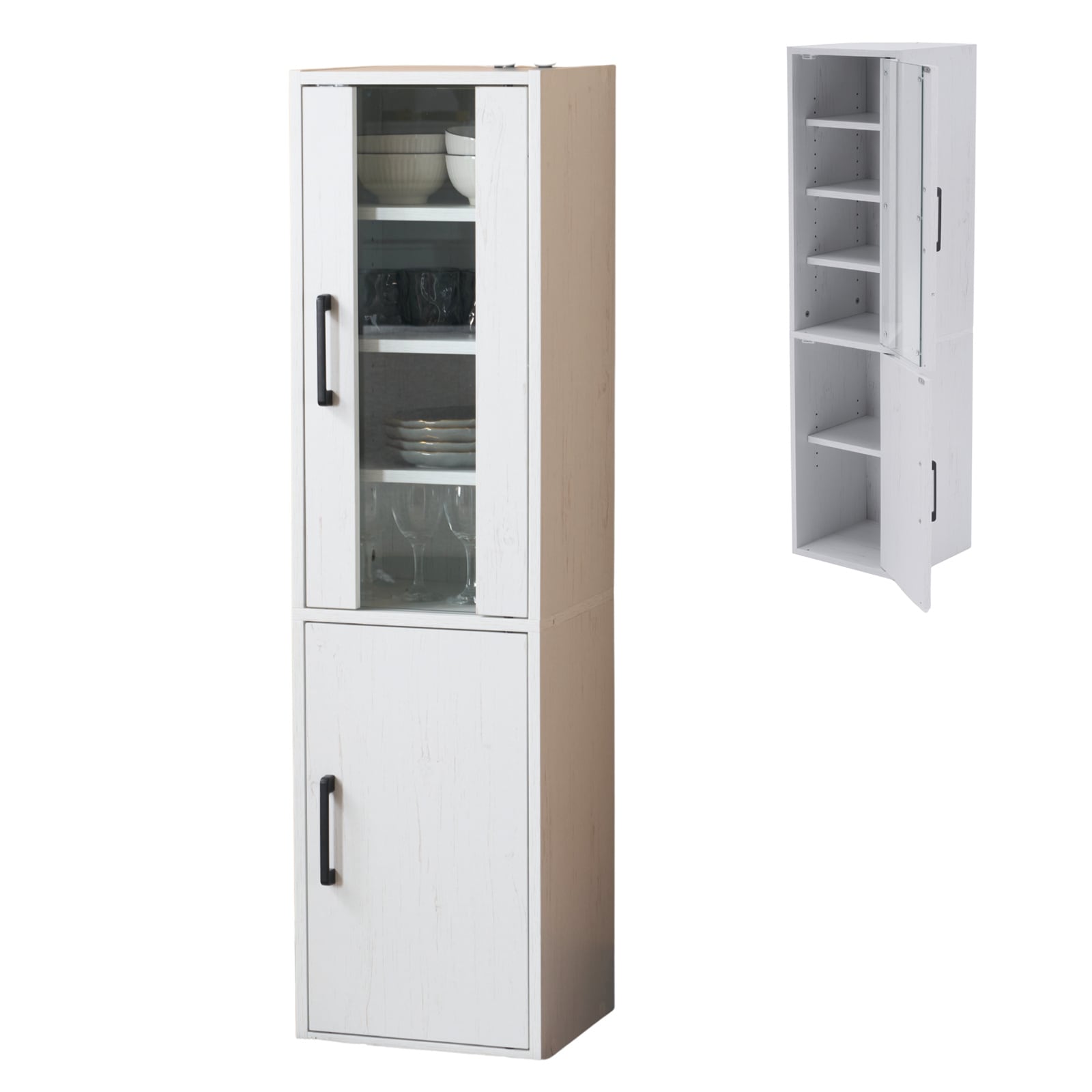 【3日で配達】ミニ食器棚 食器収納 収納付き 高さ120cm コンパクト カップボード 扉付き ガラス戸 おしゃれ 一人暮らし 部屋 サイドキャビネット ロータイプ リビング ブックシェルフ DJYC