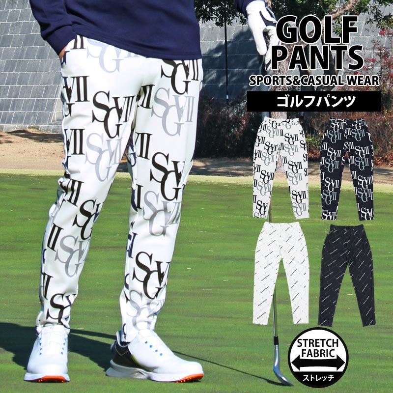 【即納】ゴルフパンツ メンズ ゴルフウェア ジョルノセブン 総柄ロゴ おしゃれ 春夏 秋冬