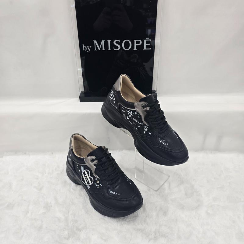 By 女性 シンプル グラフィック スニーカー 112HT430DH001 BLACK 3 JJ