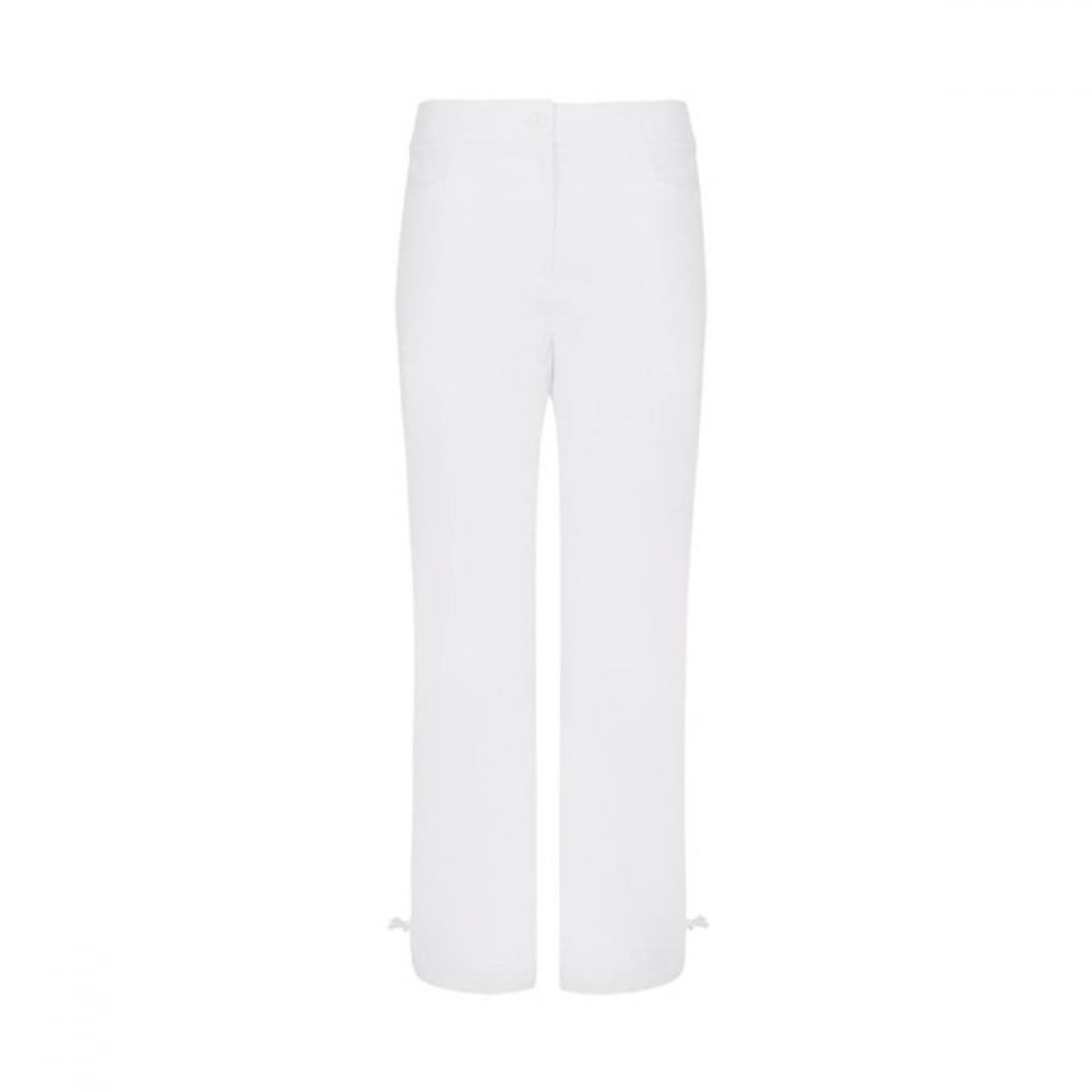 [オリビアハスラー] ホワイトヘムリボン装飾リネンパンツOHCMPT204