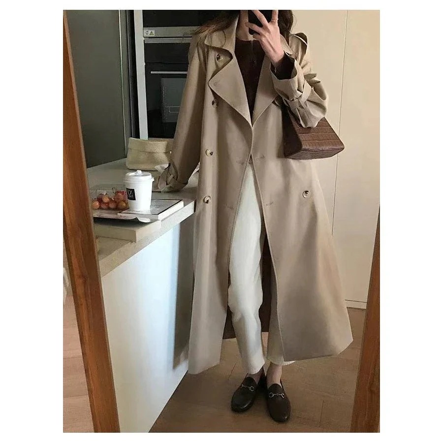 アウタートレンチコートスプリングコート ベルト付き ロング 着痩 オシャレ 秋服 春 レディース トレンチコート Aライン
