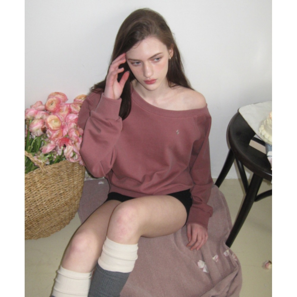 レター・フロム・ムーンエディンオフショルダースウェットシャツ (ピンクピグメント)