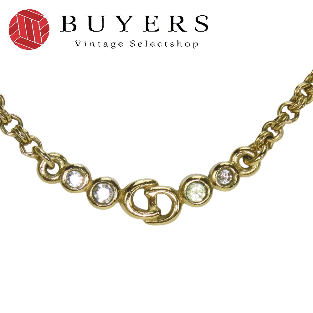 中古 ネックレス メタル ラインストーン ゴールド ロゴ メッキ アクセサリー レディース 女性